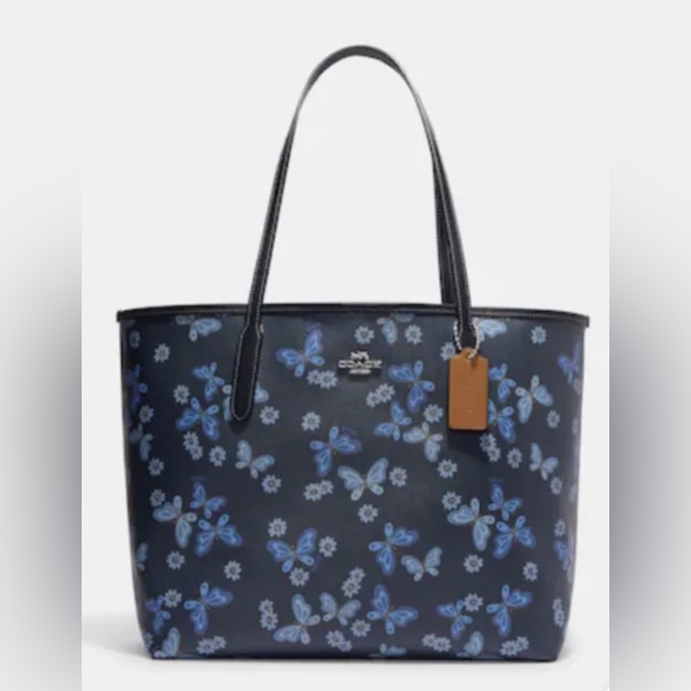 Coach City Tote Coated Canvas & Leather Butterfly Print